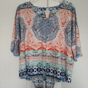 Chicos Tie Front 3/4 Sleeves Size 1 Petite